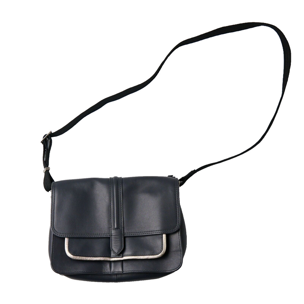 Brontibay Crossbody Flap Purse Womens Navy Leather Zip Pockets Detachable Strap